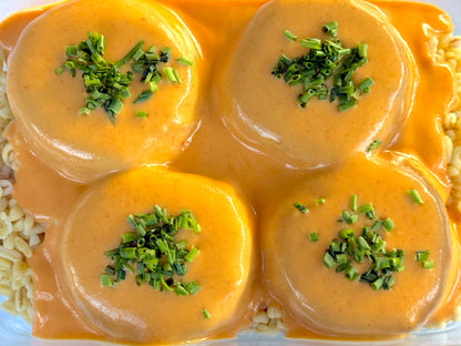 Hamburguesas vegetales con salsa curry y trigo tierno