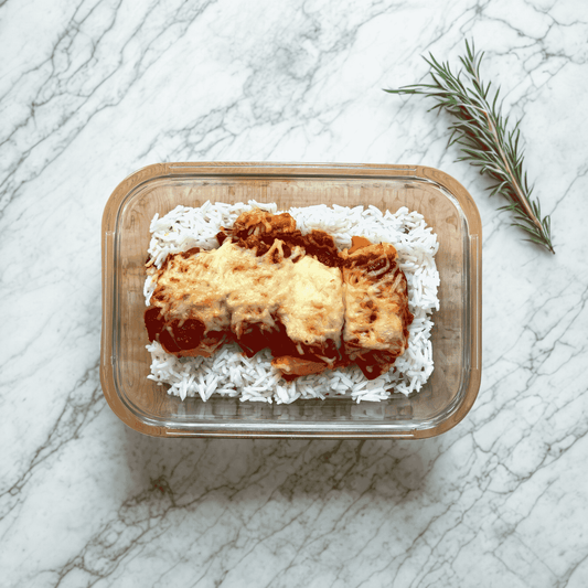 Pimientos rellenos de bacalao gratinados con arroz